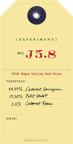 Experiment 2008 J5.8 wine label