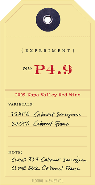2009 Red Experiment 4.9 wine label