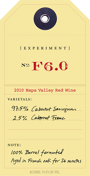 2010 Red Experiment F6.0 wine label