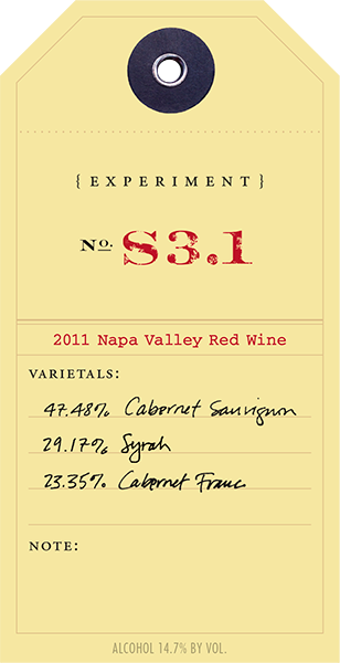 2011 Red Experiment S3.1 wine label