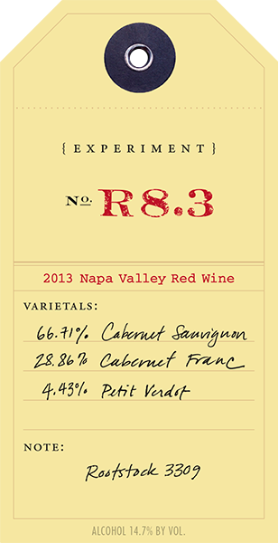 2013 Red Experiment R8.3 wine label