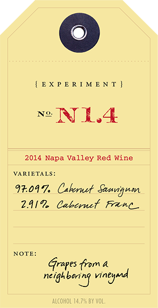2014 Red Experiment N1.4 wine label