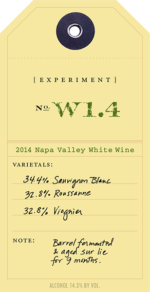 2011 White Experiment W1.4 wine label