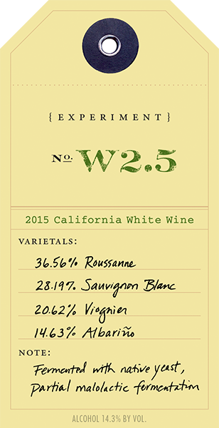 2015 White Experiment W2.5 wine label