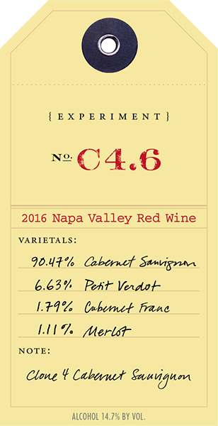 2016 Red Experiment C4.6 wine label