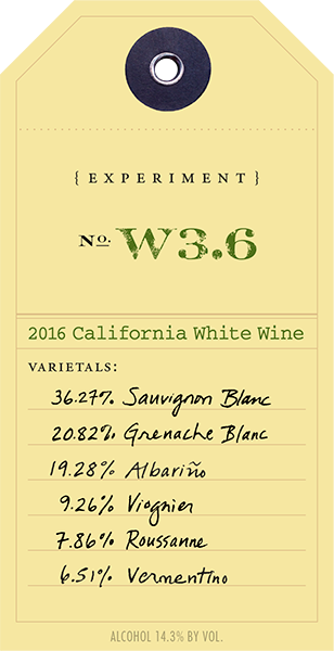2016 White Experiment W3.6 wine label