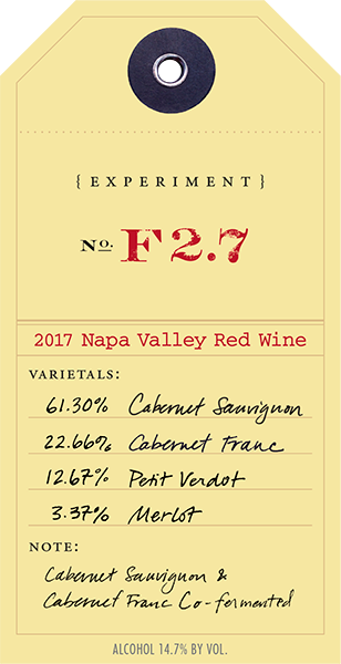 2017 Red Experiment F2.7 wine label