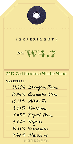 2017 White Experiment W4.7 wine label