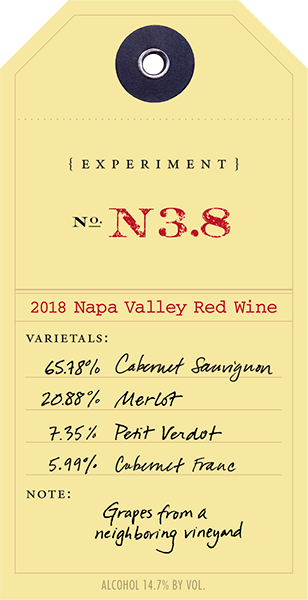 2018 Red Experiment N3.8 wine label