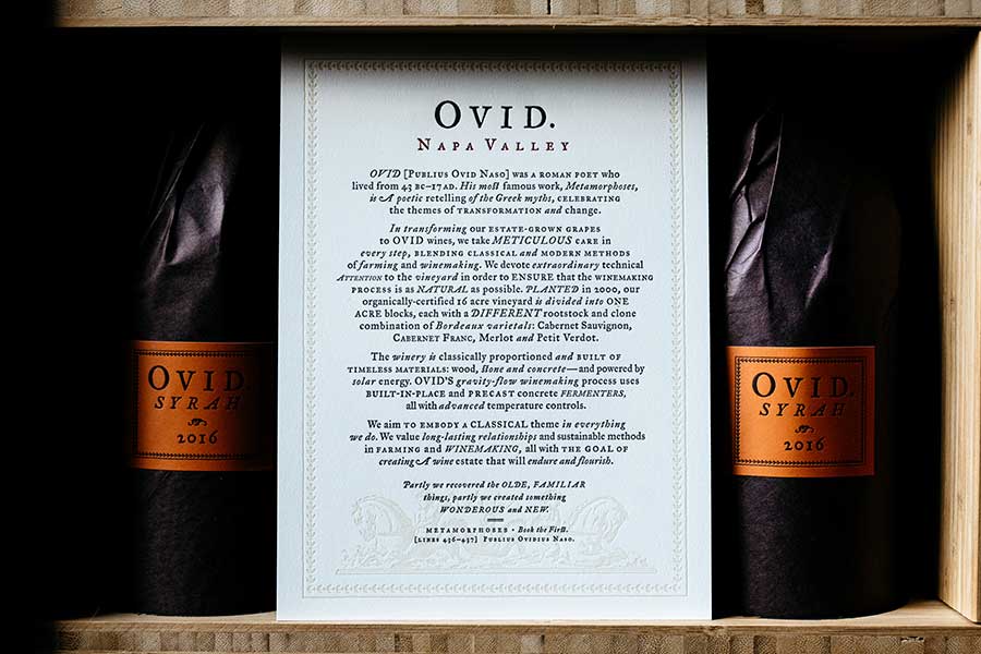 Wood box of OVID Syrah